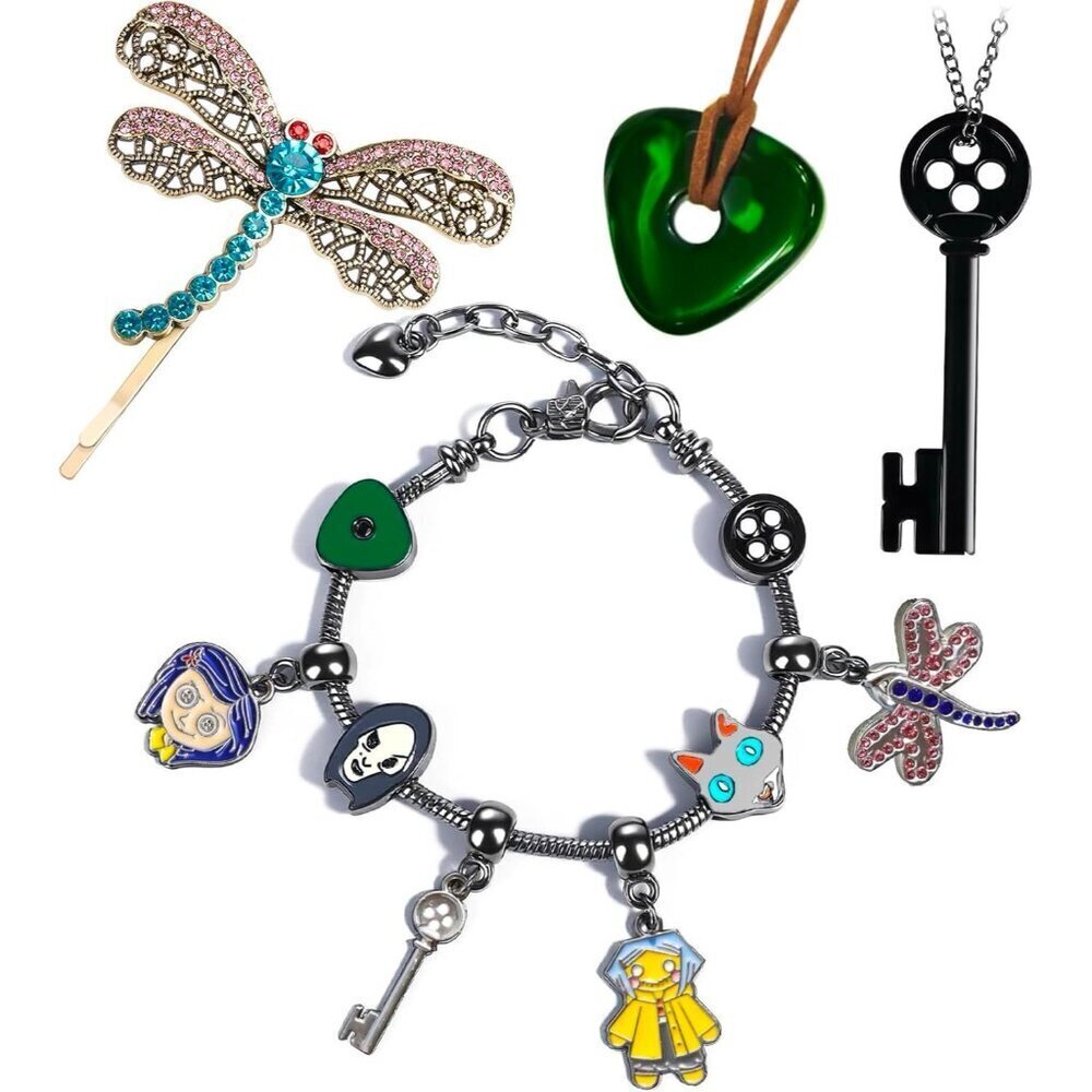 Cosplay Jewelry Set Iron Green Stone Necklace Dragonfly Hair Clip Party